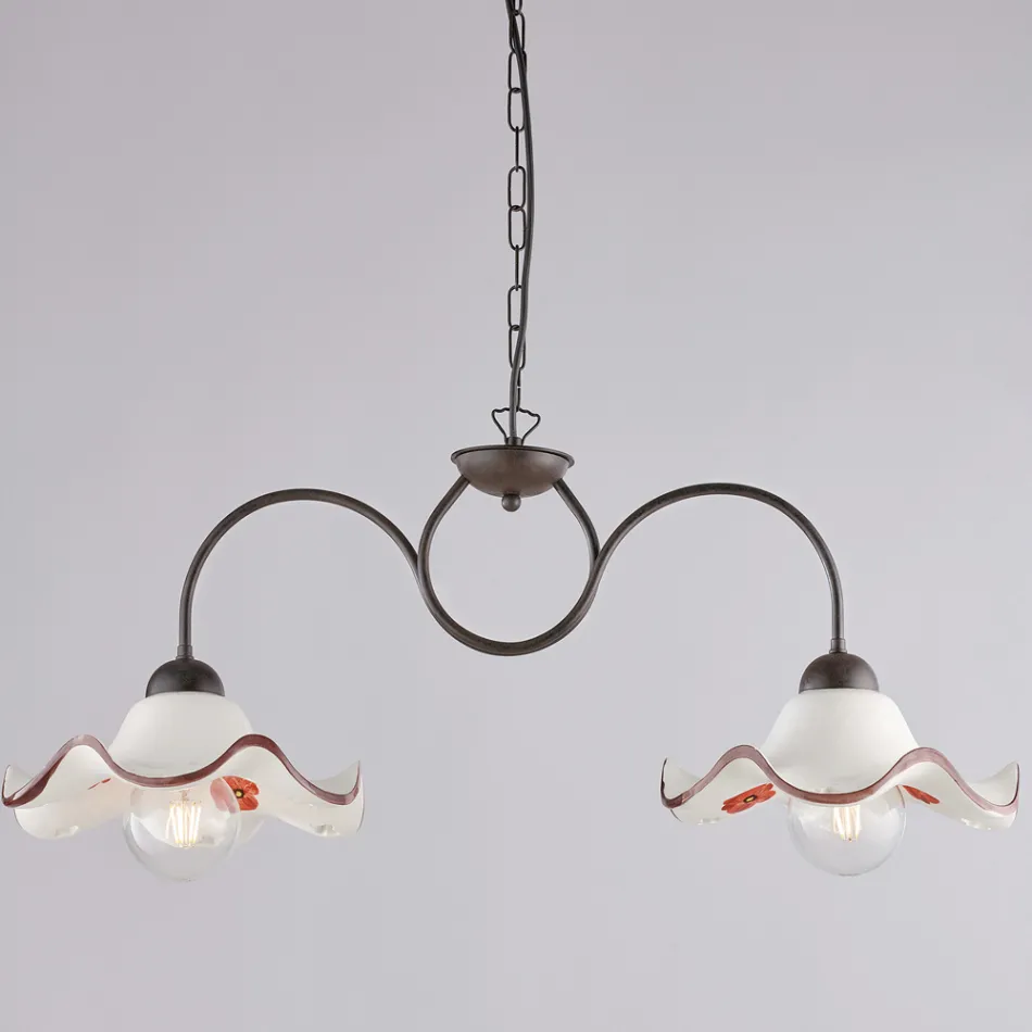 Llambë Artizanale prej Qelqi dhe Metali e Prodhuar në Itali për Dhomë Ndenjeje dhe Dhomë Gjumi - Merope Viadurini