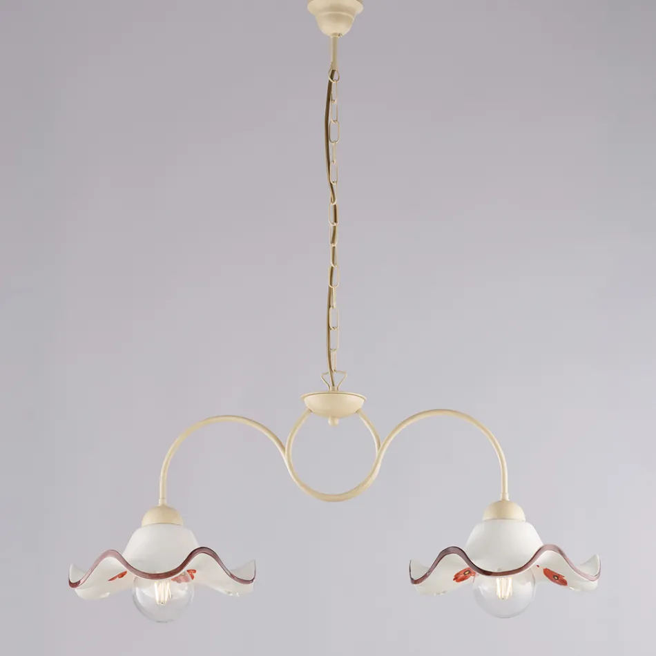 Llambë Artizanale prej Qelqi dhe Metali e Prodhuar në Itali për Dhomë Ndenjeje dhe Dhomë Gjumi - Merope Viadurini