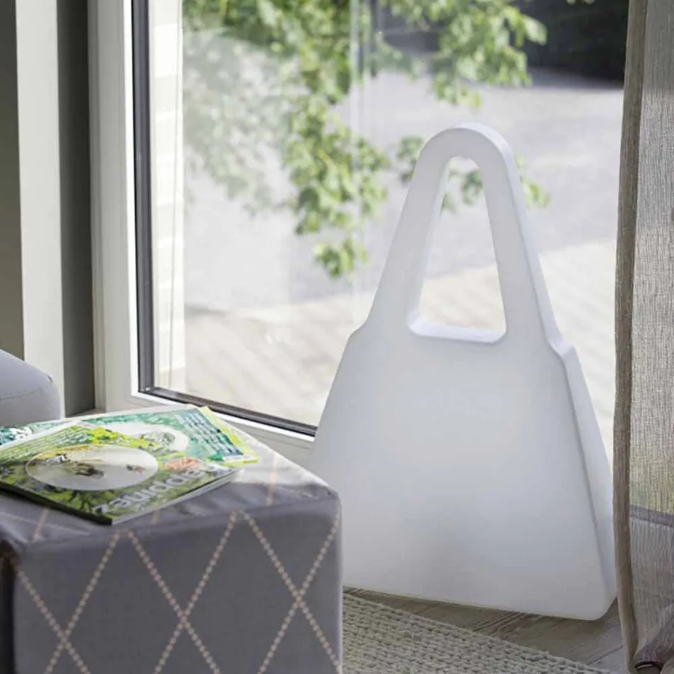 Llambë tavoline në plastikë të bardhë të dizajnit modern për ambiente të brendshme - Borsastar Viadurini