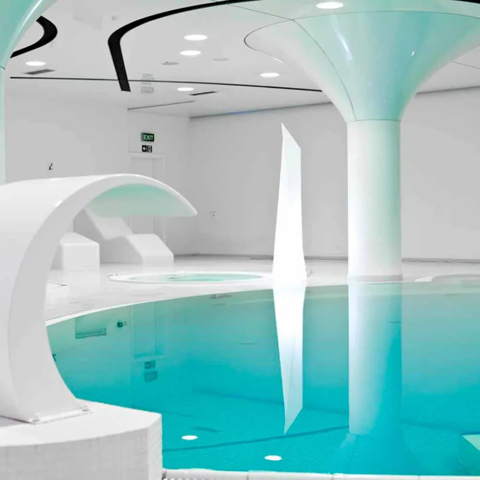 Llambë në natyrë Prisma Slide Manhattan e bardhë shkëlqyese e prodhuar në Itali Viadurini