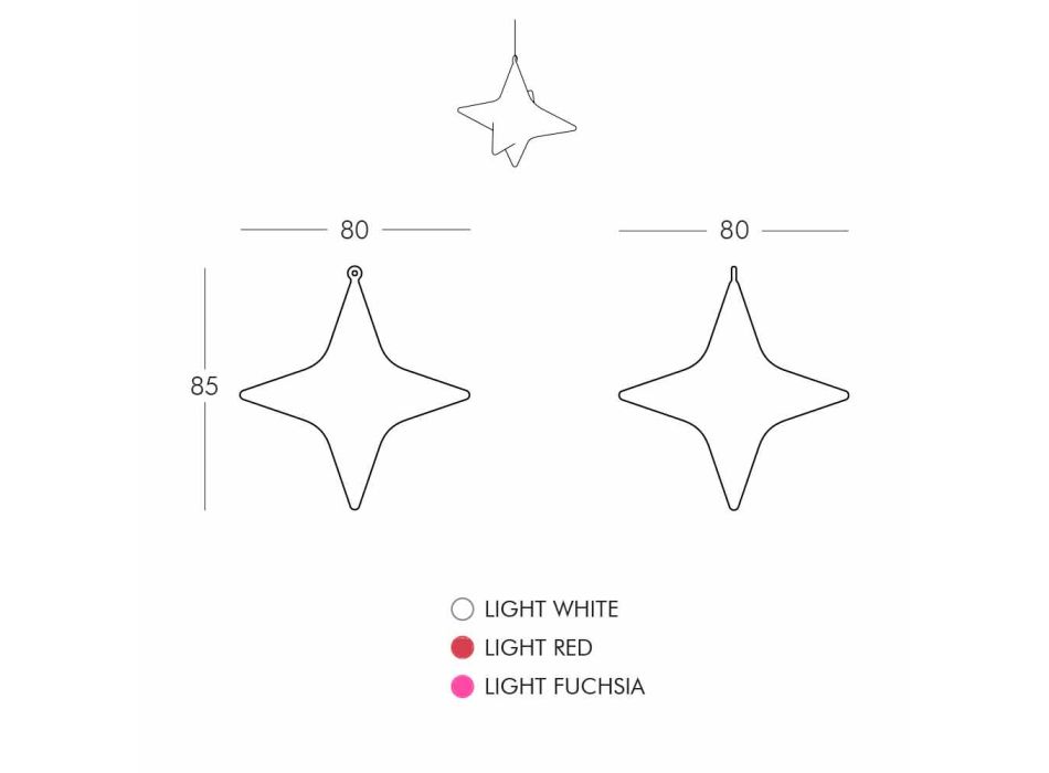 Projektimi i llambës së pezullimit të jashtëm LED në formë ylli nga Slide - Sirio Viadurini