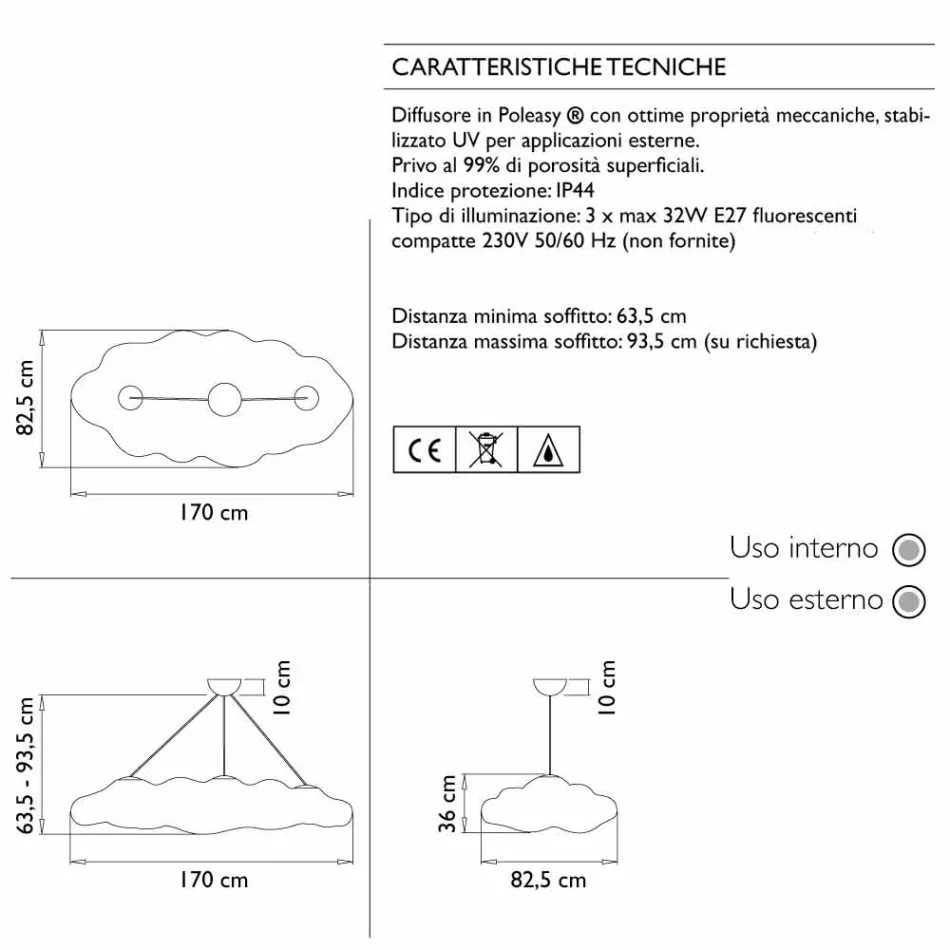 Llambë pezullimi e dizajnit në natyrë në polietileni - Nefos nga Myyour Viadurini