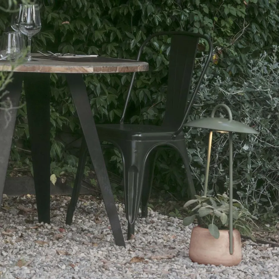 Llamba e jashtme me mbjellëse në balte, alumin dhe tunxh - Cappello Viadurini