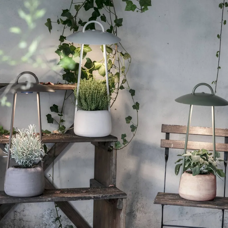 Llamba e jashtme me mbjellëse në balte, alumin dhe tunxh - Cappello Viadurini