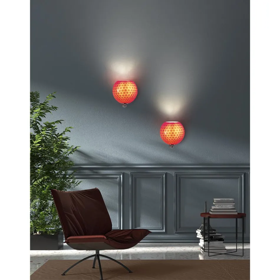 Llambë muri artizanale në xhami veneciane - Bolle Balloton Viadurini