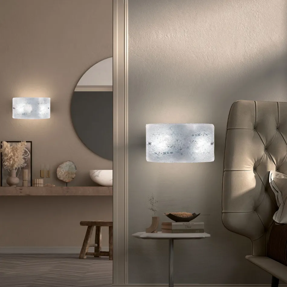 Llambë muri e punuar me dorë në xhami të fryrë dhe të dekoruar veneciane - Mary Viadurini