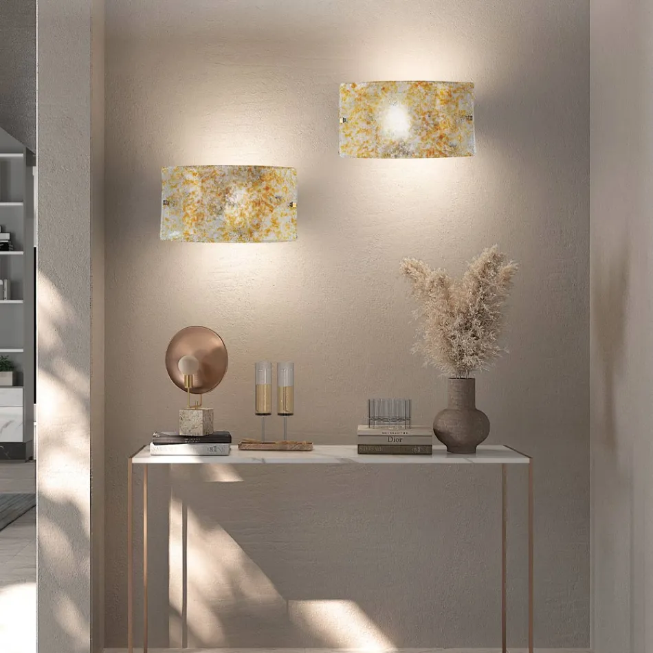 Llambë muri e punuar me dorë në xhami të fryrë dhe të dekoruar veneciane - Mary Viadurini