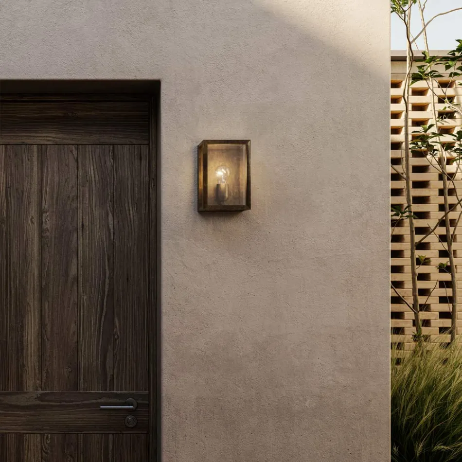 Llambë muri e madhe në tunxh dhe xhami Quadro Il Fanale Viadurini