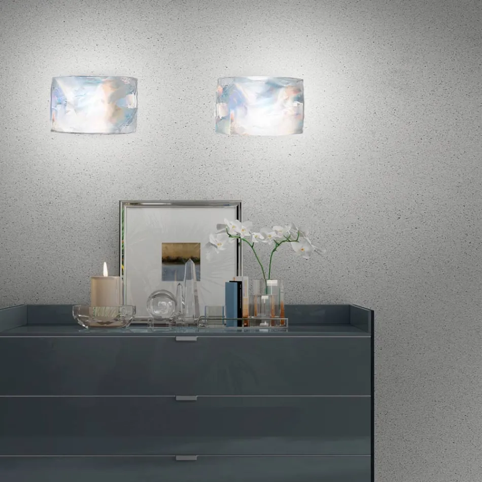 Llambë muri e qelqit të fryrë me dorë "Nëna e Perlës" në Venecia - Kristal Viadurini