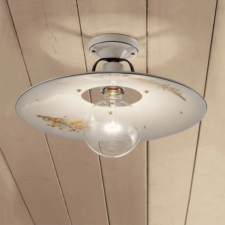 Llamba tavani prej hekuri dhe qeramike e papërpunuar e dekoruar me dorë - Bolonja Viadurini