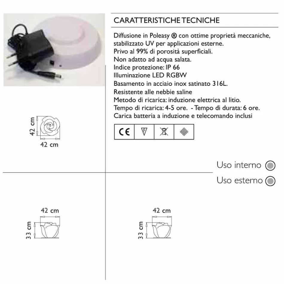 Llambë Tavoline në formë Trëndafili me RGBW Led Induksioni - Dashuria e Foshnjës nga Myyour Viadurini