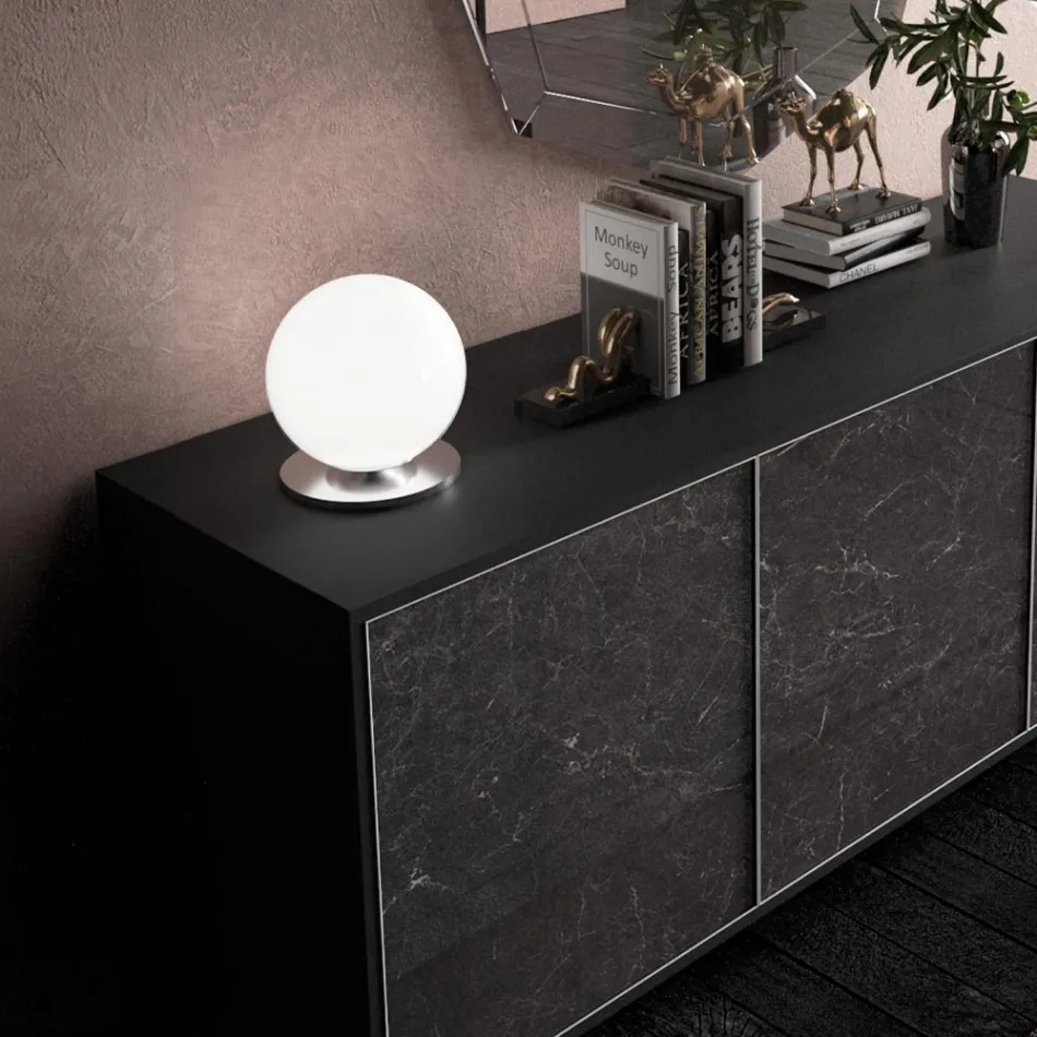 Llambë Tavoline Artizanale në Xham të Bardhë Veneciane - Snow Viadurini