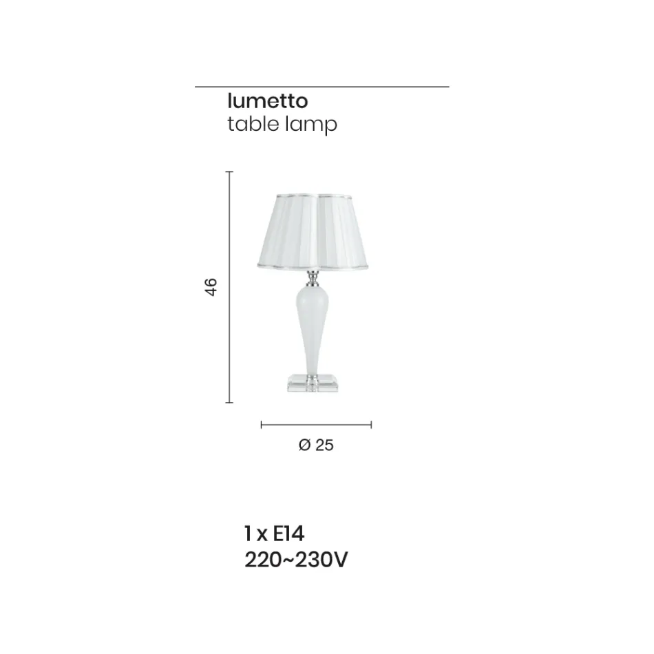 Llambë tavoline klasike e punuar me dorë në xhami dhe kristal - Mariangela Viadurini