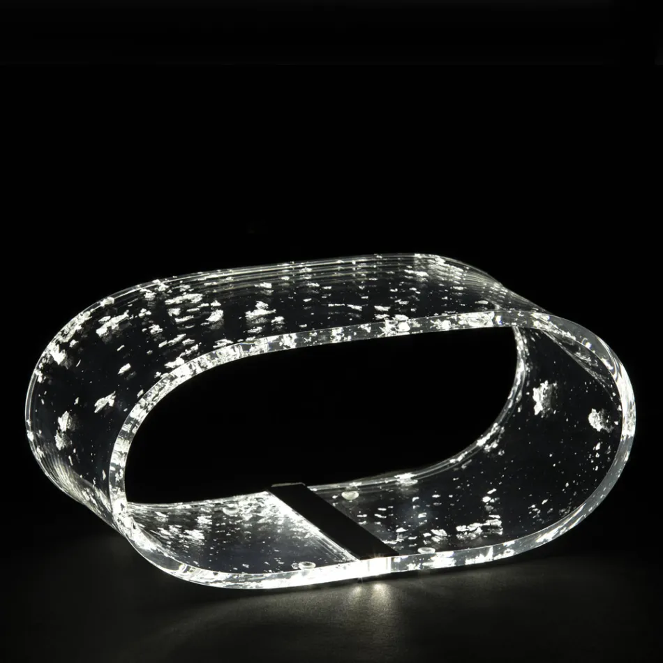 Llambë tavoline kristali akrilik dhe fletë ari, argjendi ose bakri - Gnassi Viadurini