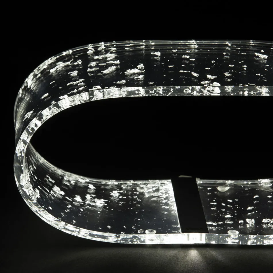 Llambë tavoline kristali akrilik dhe fletë ari, argjendi ose bakri - Gnassi Viadurini