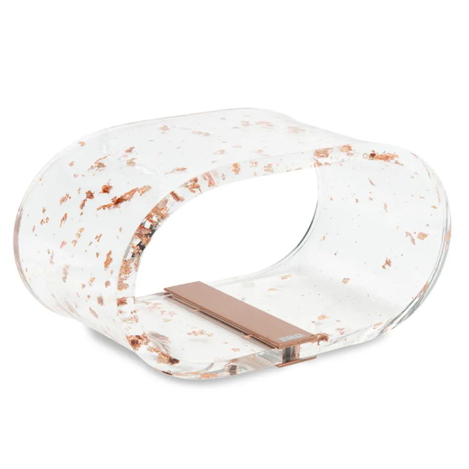 Llambë tavoline kristali akrilik dhe fletë ari, argjendi ose bakri - Gnassi Viadurini