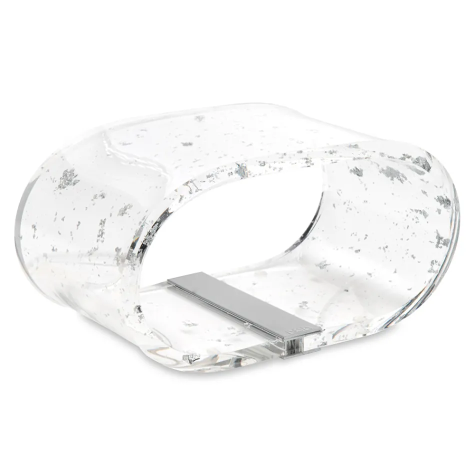 Llambë tavoline kristali akrilik dhe fletë ari, argjendi ose bakri - Gnassi Viadurini