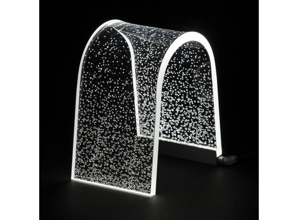 Llambë Tavoline Kristal Akrilik Transparente me Dekorim të Gdhendur - Bertella Viadurini
