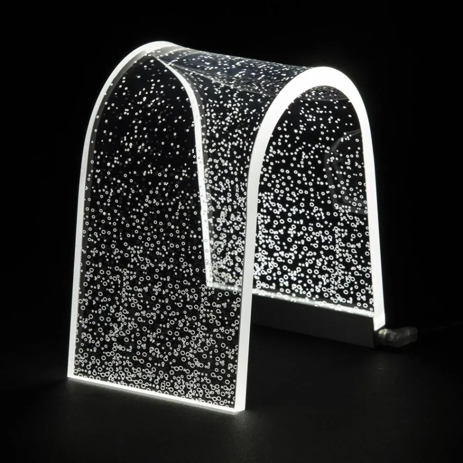 Llambë Tavoline Kristal Akrilik Transparente me Dekorim të Gdhendur - Bertella Viadurini