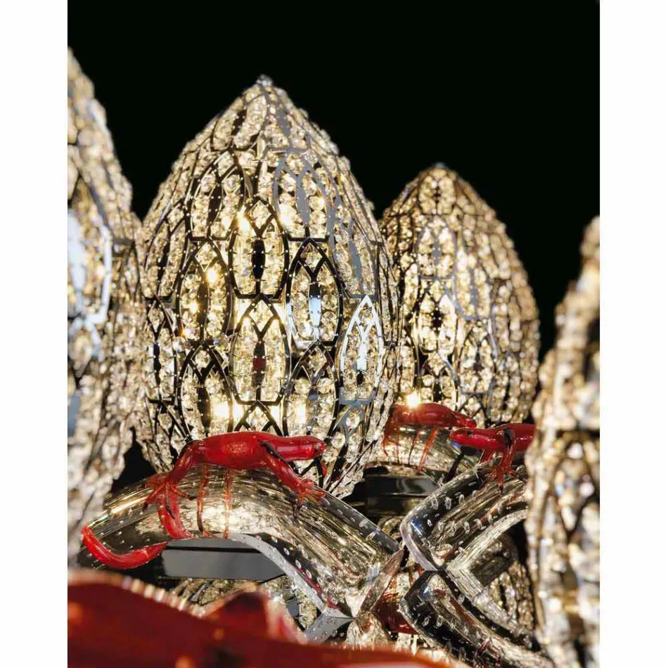 Llambë tavoline Dizajnimi në Vezë Vezë në formë kristali dhe çeliku Viadurini