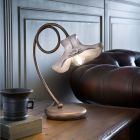 Llambë tavoline e punuar me dorë në dizajn qeramike me shkëlqim me trëndafila - Lecco Viadurini