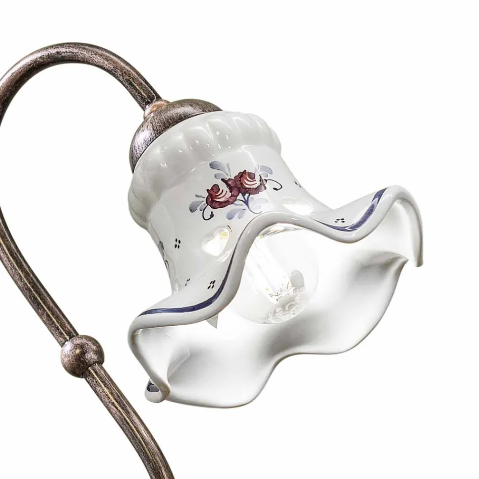 Llambë tavoline prej hekuri prej qeramike Vintage Artisan e lyer me dorë - Chieti Viadurini