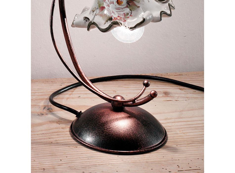 Llambë tavoline qeramike e lyer me dorë dhe e dekoruar me hekur - Milano Viadurini