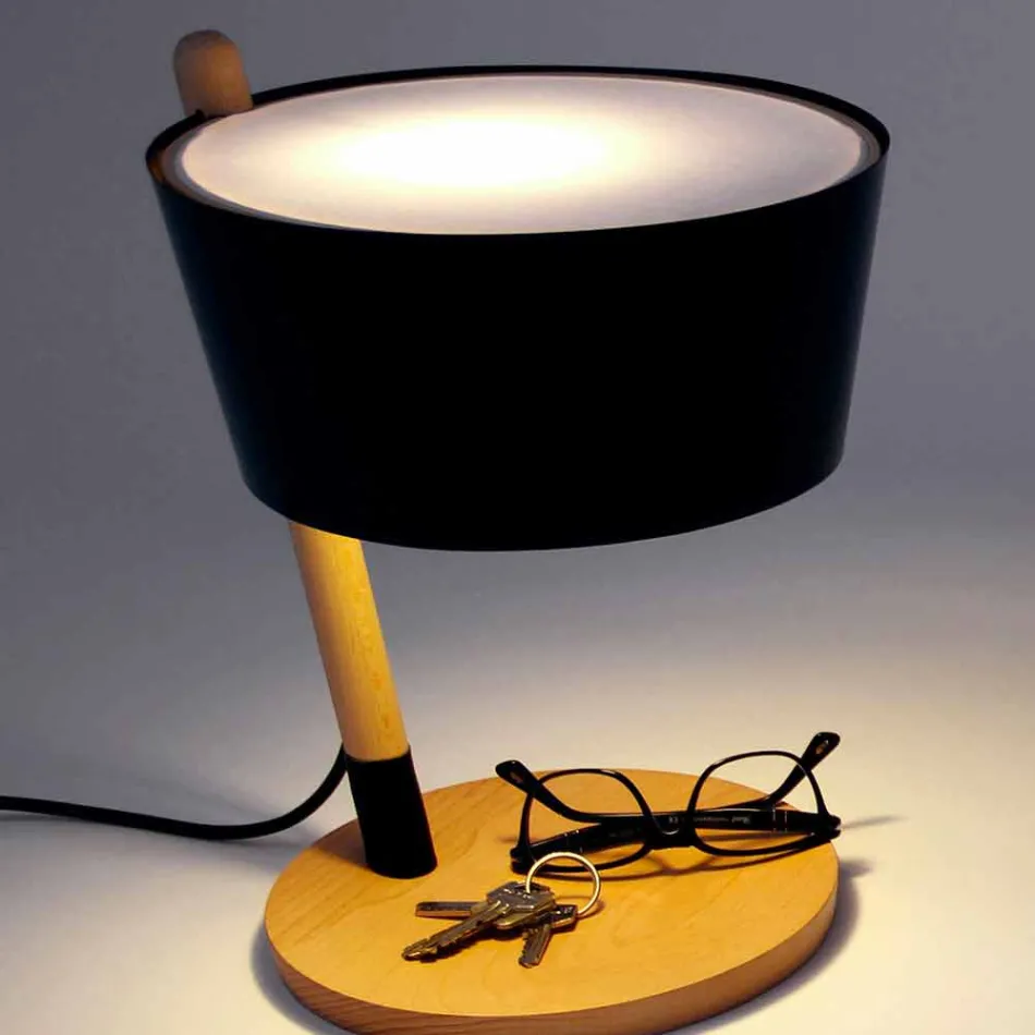 Llambë tavoline në ah me detaje në metal dhe lëkure vegane - Avetta Viadurini