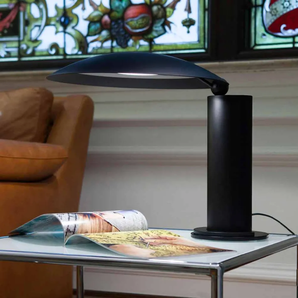 Llambë tavoline në krom ose metal të zi me LED prodhuar në Itali - Orlando Viadurini