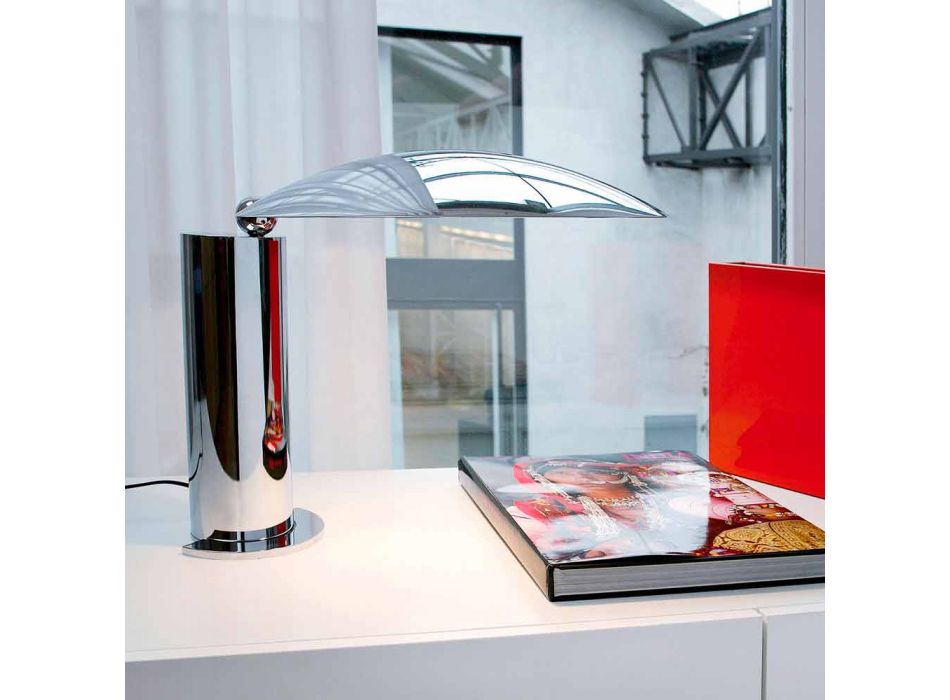 Llambë tavoline në krom ose metal të zi me LED prodhuar në Itali - Orlando Viadurini