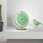 Llamba tavoline ne metal dhe xhami e dekoruar me vija koncentrike - Hackberry Viadurini