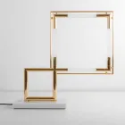 Llambë tavoline në tunxh dhe rrëshirë me bazë mermeri prodhuar në Itali - Kuizë Viadurini