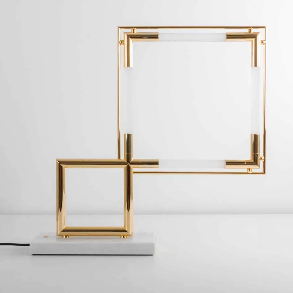 Llambë tavoline në tunxh dhe rrëshirë me bazë mermeri prodhuar në Itali - Kuizë Viadurini