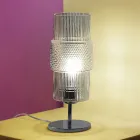 Llambë tavoline në xham të fryrë me dorë në Venecia dhe metal - Satomi Viadurini