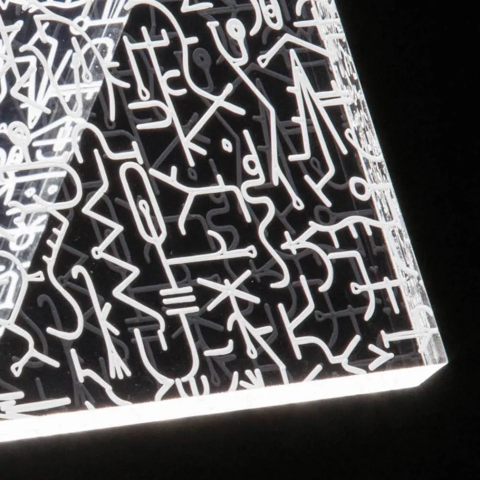 Llambë tavoline Dekor me laser akrilik me palosje Led Kristal - Possett Viadurini