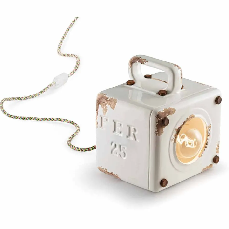 Llambë tavoline stili industrial në qeramikë dhe hekur Valerie Viadurini