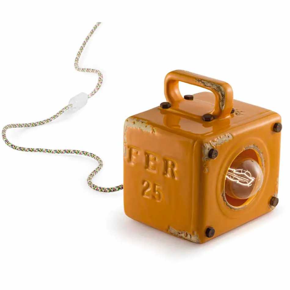 Llambë tavoline stili industrial në qeramikë dhe hekur Valerie Viadurini