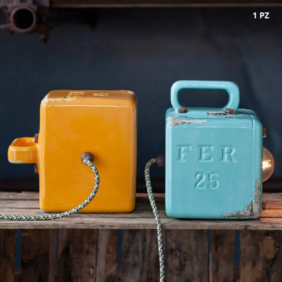 Llambë tavoline stili industrial në qeramikë dhe hekur Valerie Viadurini