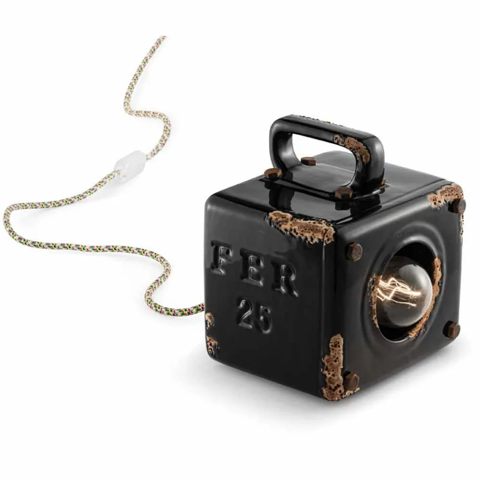 Llambë tavoline stili industrial në qeramikë dhe hekur Valerie Viadurini