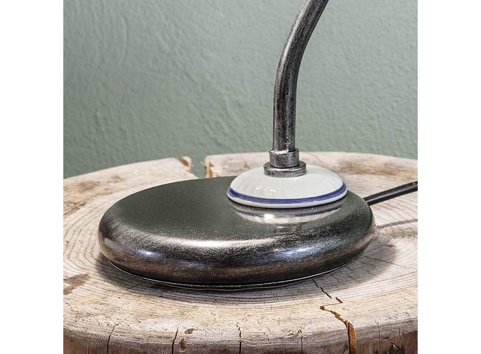Llambë tavoline stili vintage në qeramikë dhe hekur të lyer me dorë - Asti Viadurini