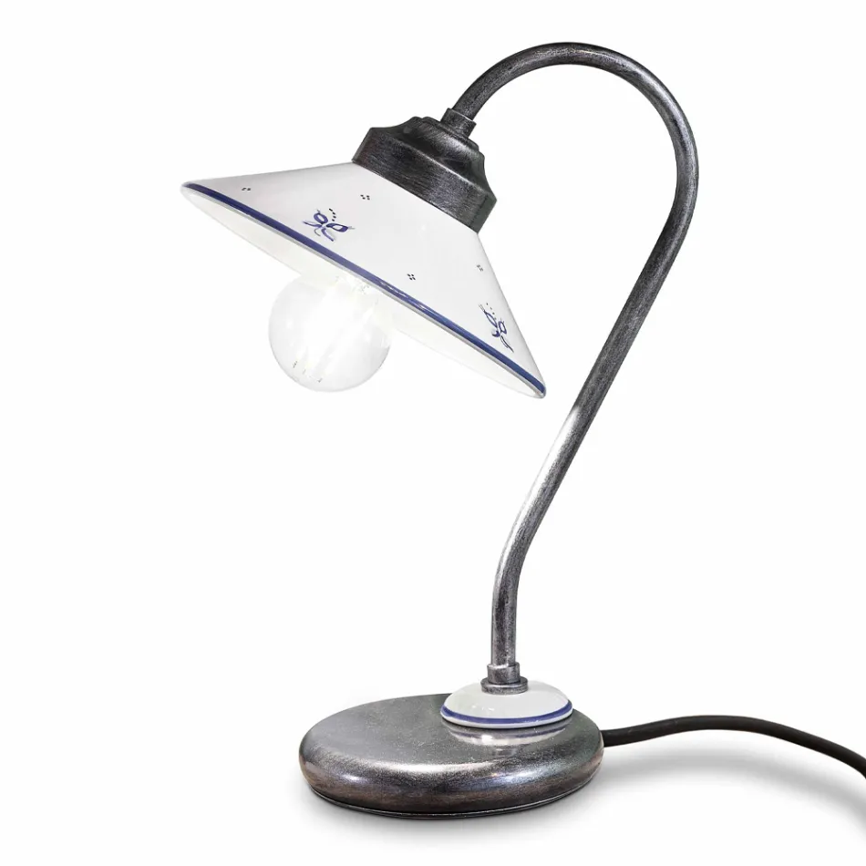 Llambë tavoline stili vintage në qeramikë dhe hekur të lyer me dorë - Asti Viadurini