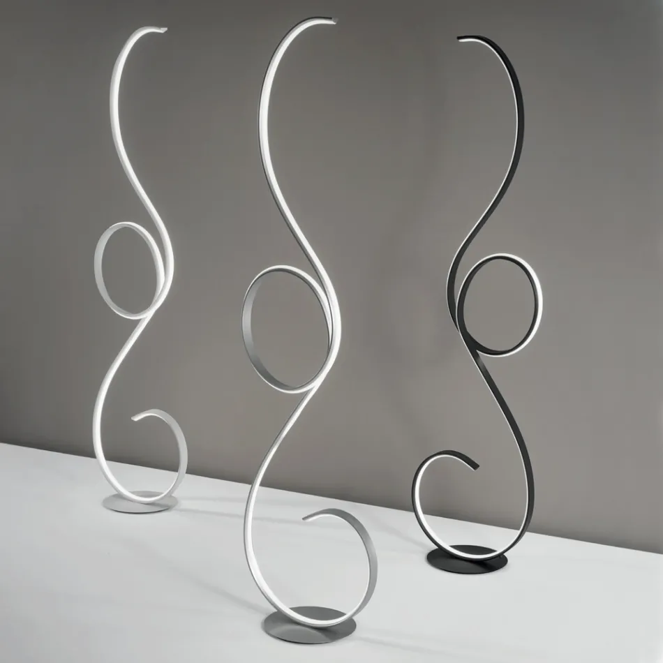 Llambë dyshemeje LED me strukturë metalike të lyer me dizajn Viadurini