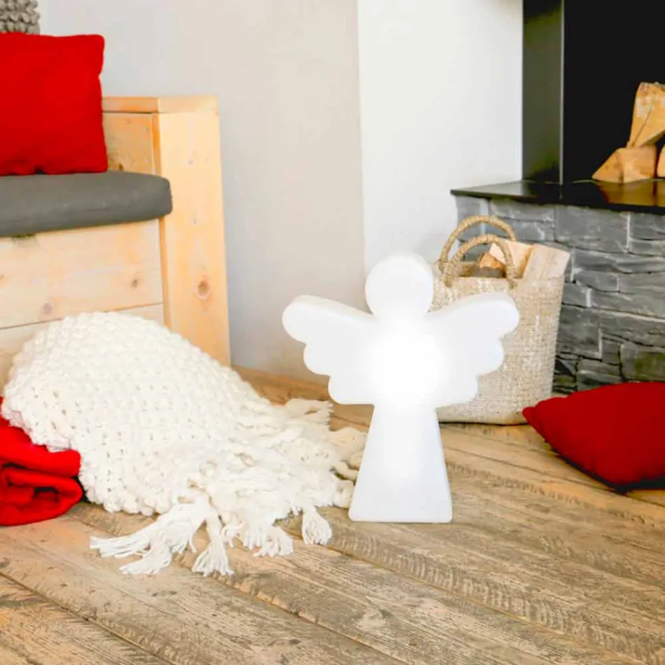 Llambë për dysheme të bardhë E27, Dizajn Modern Angel - Led ose Solar - Angelostar Viadurini