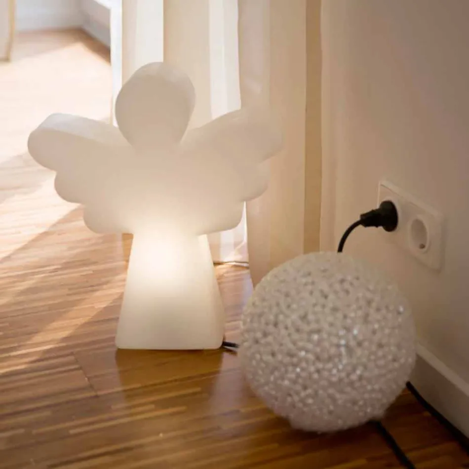 Llambë për dysheme të bardhë E27, Dizajn Modern Angel - Led ose Solar - Angelostar Viadurini