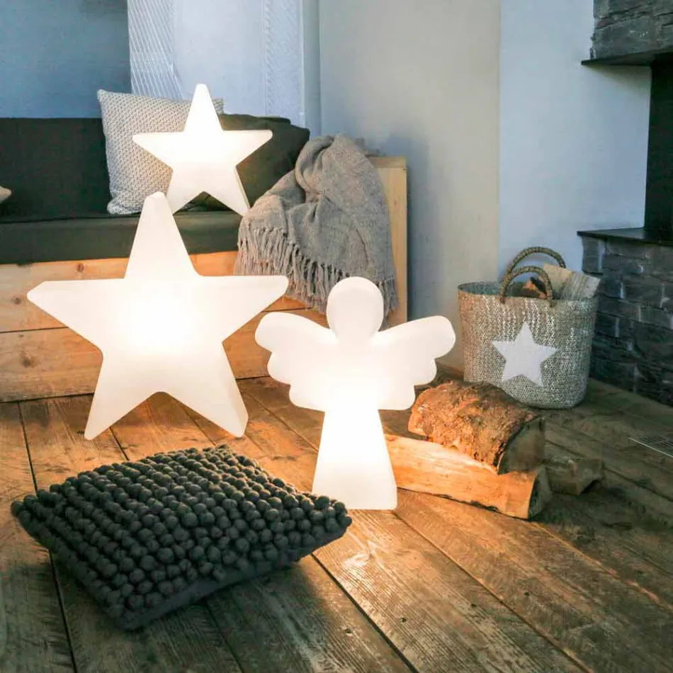 Llambë për dysheme të bardhë E27, Dizajn Modern Angel - Led ose Solar - Angelostar Viadurini