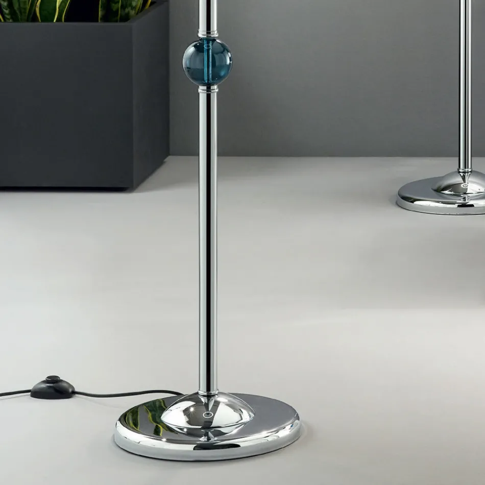 Llambë dyshemeje klasike në xham dhe abazhur artizanal italian - Memore Viadurini