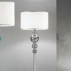 Llambë dyshemeje klasike në xham dhe abazhur artizanal italian - Memore Viadurini