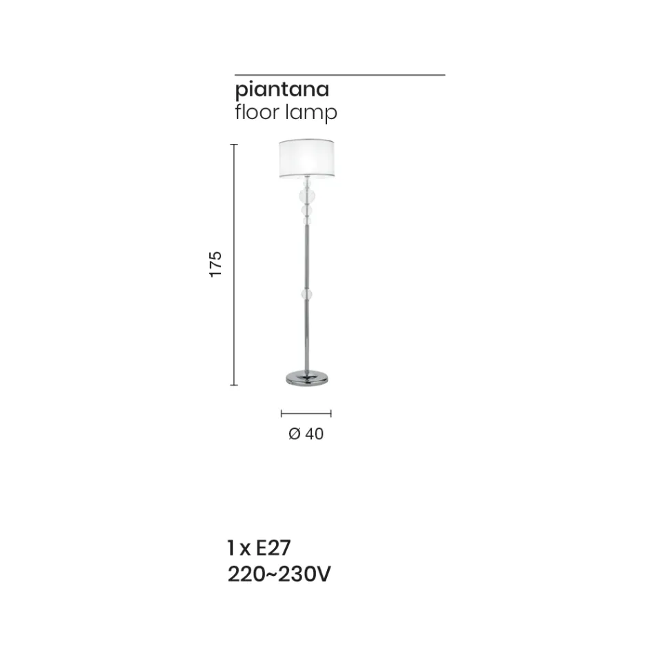 Llambë dyshemeje klasike në xham dhe abazhur artizanal italian - Memore Viadurini