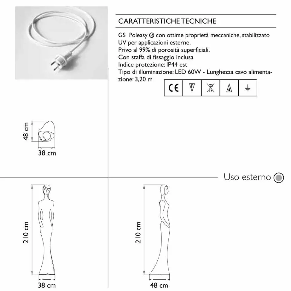 Llambë dyshemeje me Dritë Led Dizajn Modern për Jashtë - Penelope nga Myyour Viadurini