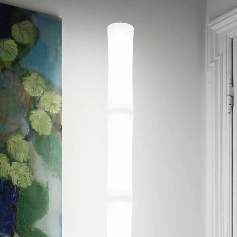 Llambë dyshemeje me abazhur në polietilen të bardhë prodhuar në Itali - Asturia Viadurini